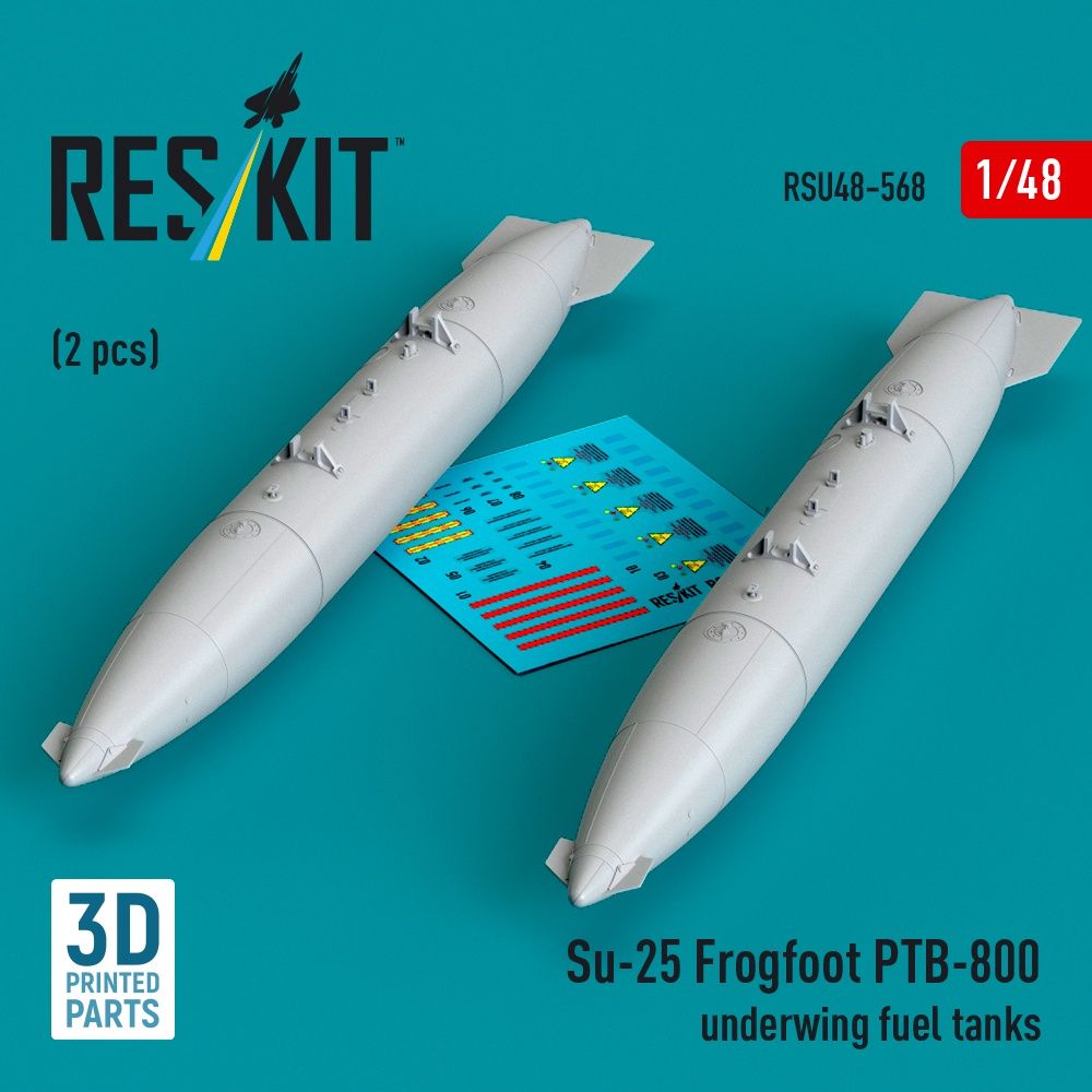RSU48-0568 - Su-25 Frogfoot PTB-800 underwing fuel tanks(2 pcs) 3D printed model kit - 1:48