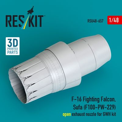 RSU48-0657 - F-16 Fighting Falcon, Sufa (F100-PW-229) open exhaust nozzle for GWH kit (3D Printed) - 1:48