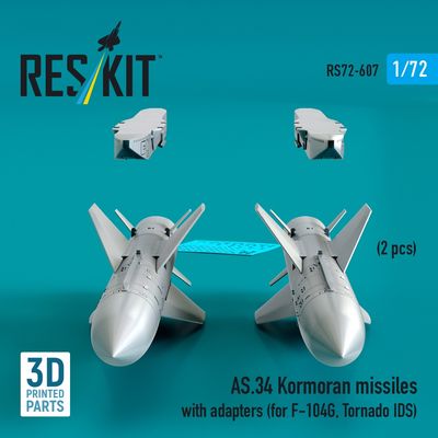 RS72-0607 - AS.34 Kormoran missiles with adapters(2 pcs) 3D printed model kit - 1:72