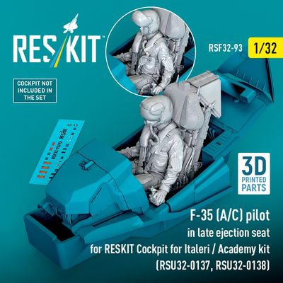 RSF32-0093 - F-35 (A/C) pilot in late ejection seat for RESKIT Cockpit for Italeri/Academy kit 3D printed model kit - 1:32