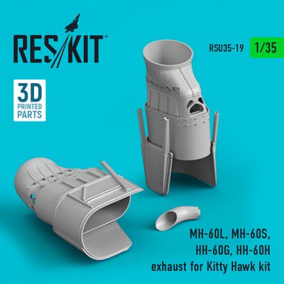 RSU35-0019 - MH-60L, MH-60S, HH-60G, HH-60H exhaust for Kitty Hawk kit (3D Printed) - 1:35