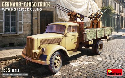 53055 - German 3T Cargo Truck with MG 151/20 Drilling - 1:35