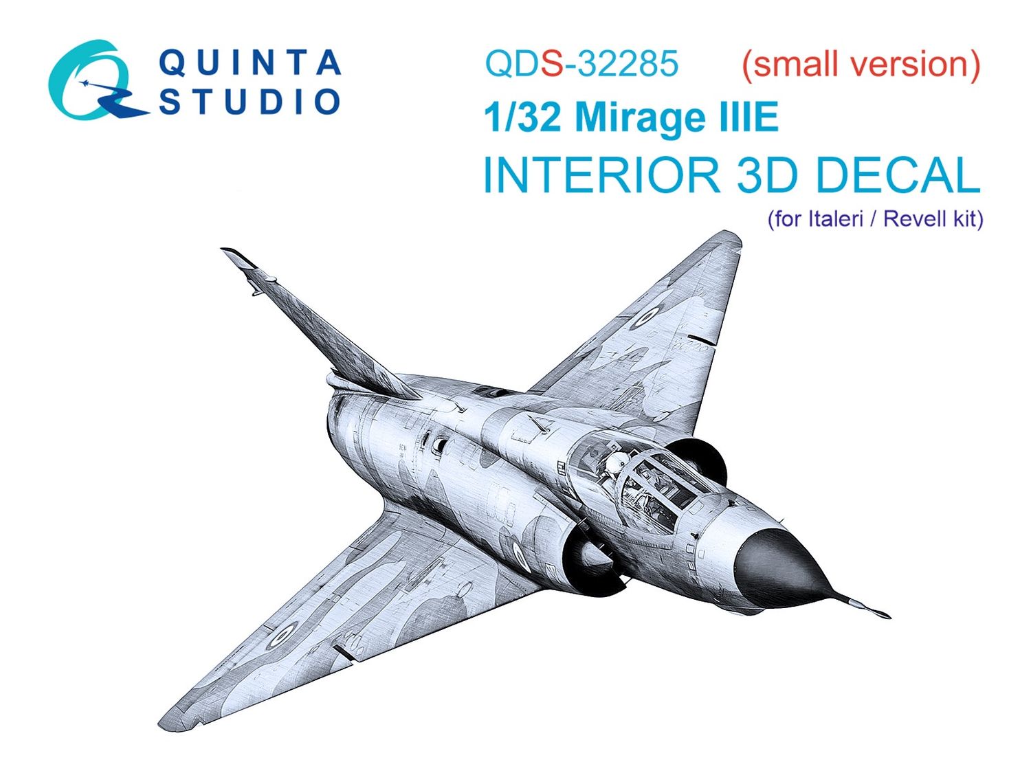 QDS-32285 - Dassault Mirage IIIE 3D-Printed &amp; coloured Interior on decal paper (Italeri/Revell) - Small Version - 1:32