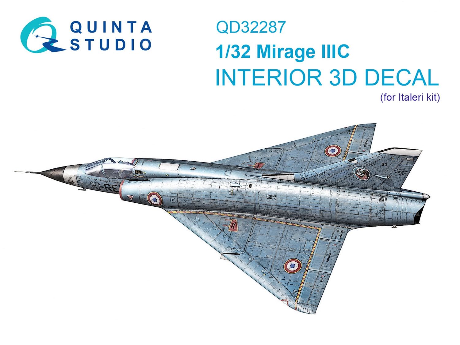 QD32287 - Dassault Mirage IIIC 3D-Printed &amp; coloured Interior on decal paper (Italeri) - 1:32