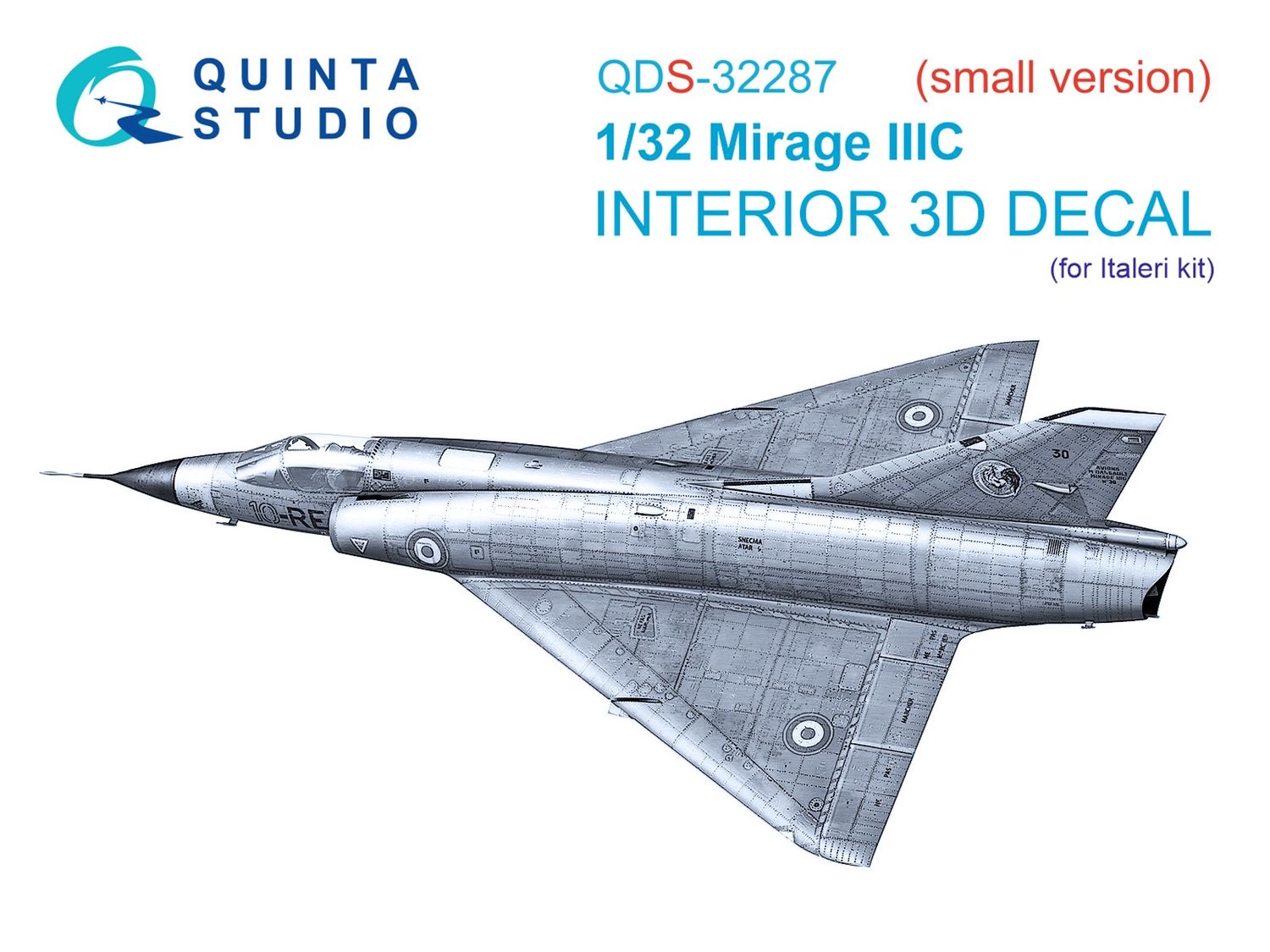 QDS-32287 - Dassault Mirage IIIC 3D-Printed &amp; coloured Interior on decal paper (Italeri) - Small Version - 1:32