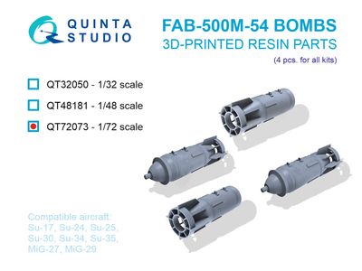 QT72073 - FAB-500 M-54 Bombs, 4 pcs (for all kits) - 1:72