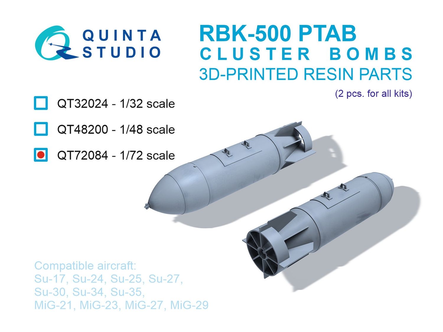 QT72084 - RBK-500 PTAB Cluster Bombs, 2 pcs (for all kits) - 1:72