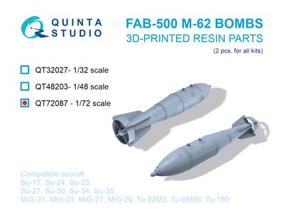 QT72087 - FAB-500 M-62 Bombs, 2 pcs (for all kits) - 1:72