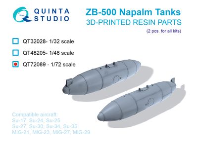 QT72089 - ZB-500 Napalm tanks, 2 pcs (for all kits) - 1:72