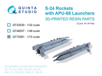 QT72091 - S-24 Rockets with APU-68 Launchers, 2 pcs (for all kits) - 1:72