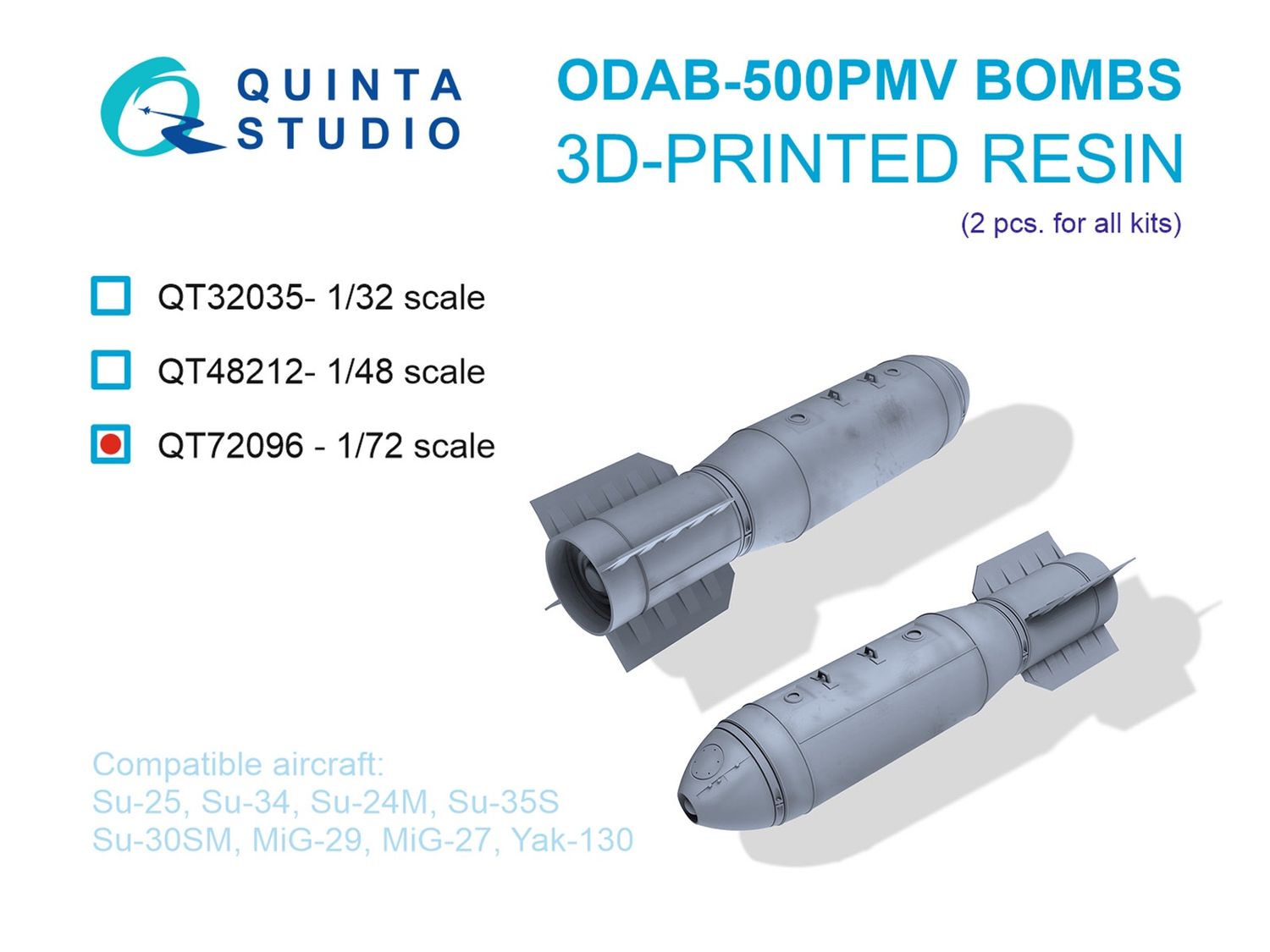 QT72096 - ODAB-500PMV Bombs, 2 pcs (for all kits) - 1:72
