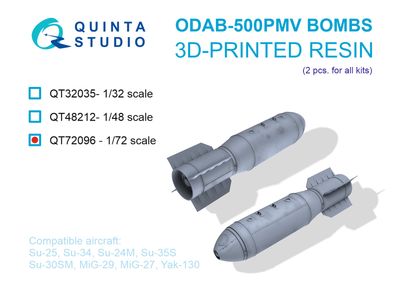 QT72096 - ODAB-500PMV Bombs, 2 pcs (for all kits) - 1:72