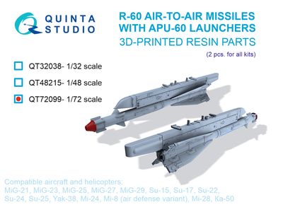 QT72099 - R-60 Air-to-air Missiles with APU-60 Launchers, 2 pcs (for all kits) - 1:72