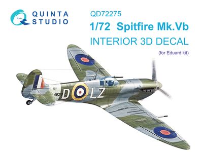 QD72275 - Spitfire Mk.Vb 3D-Printed &amp; coloured Interior on decal paper (Eduard) - 1:72