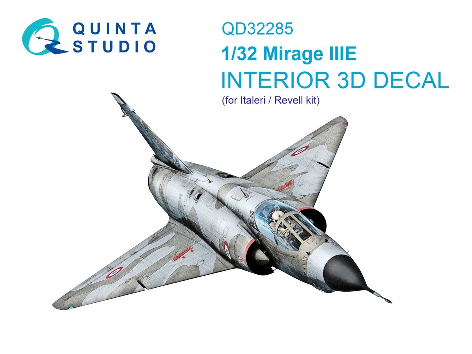 QD32285 - Dassault Mirage IIIE 3D-Printed &amp; coloured Interior on decal paper (Italeri/Revell) - 1:32