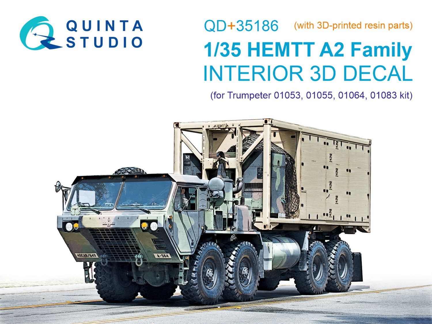 QD+35186 - HEMTT A2 Family 3D-Printed &amp; coloured Interior on decal paper (Trumpeter) (with 3D-printed resin parts) - 1:35