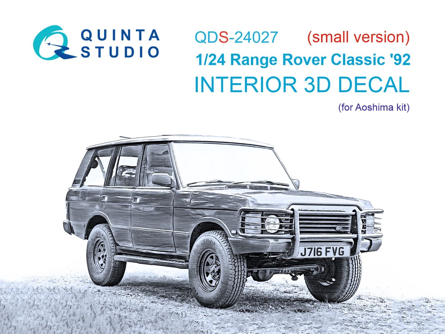QDS-24027 - Range Rover Classic '92 3D-Printed &amp; coloured Interior on decal paper (Aoshima) - Small Version - 1:24