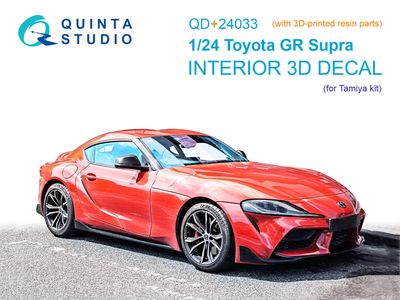 QD+24033 - Toyota GR Supra Custom 3D-Printed &amp; coloured Interior on decal paper (Tamiya) (with 3D-printed resin parts) - 1:24