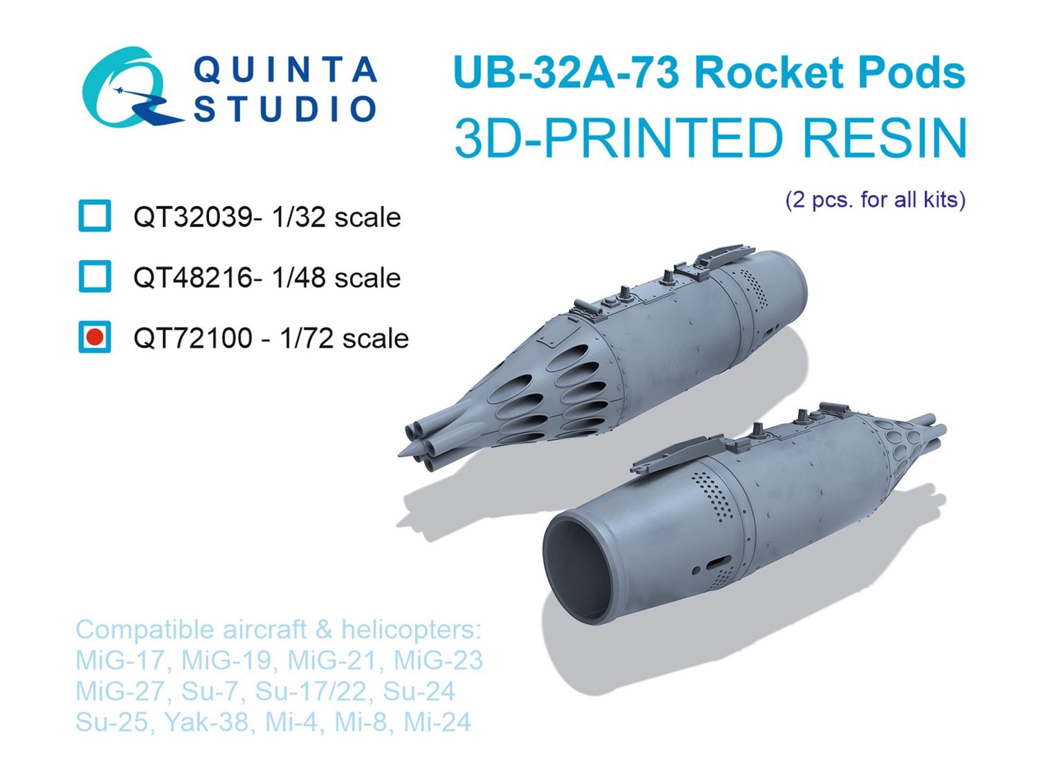 QT72100 - UB-32A-73 Rocket Pods, 2 pcs (for all kits) - 1:72