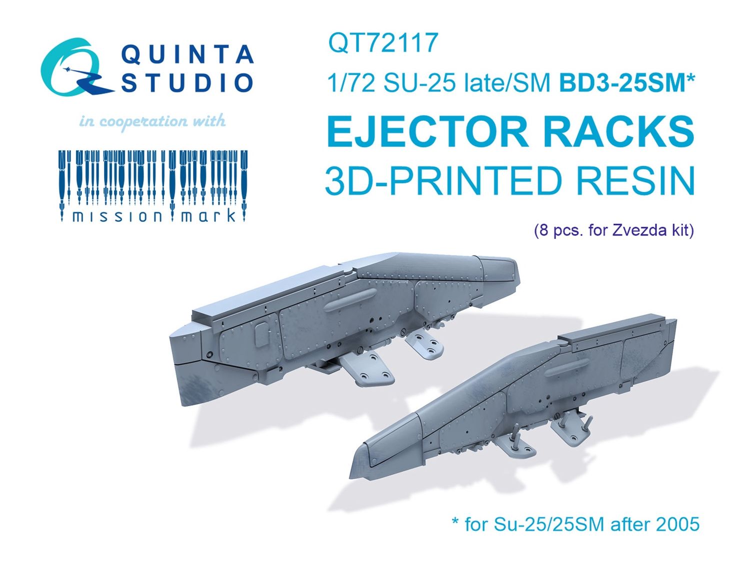 QT72117 - Su-25 late/Su-25SM BD3-25SM Ejector racks, 8 pcs (Zvezda) - 1:72