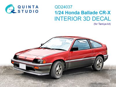 QD24037 - Honda Ballade CR-X 3D-Printed &amp; coloured Interior on decal paper (Tamiya) - 1:24