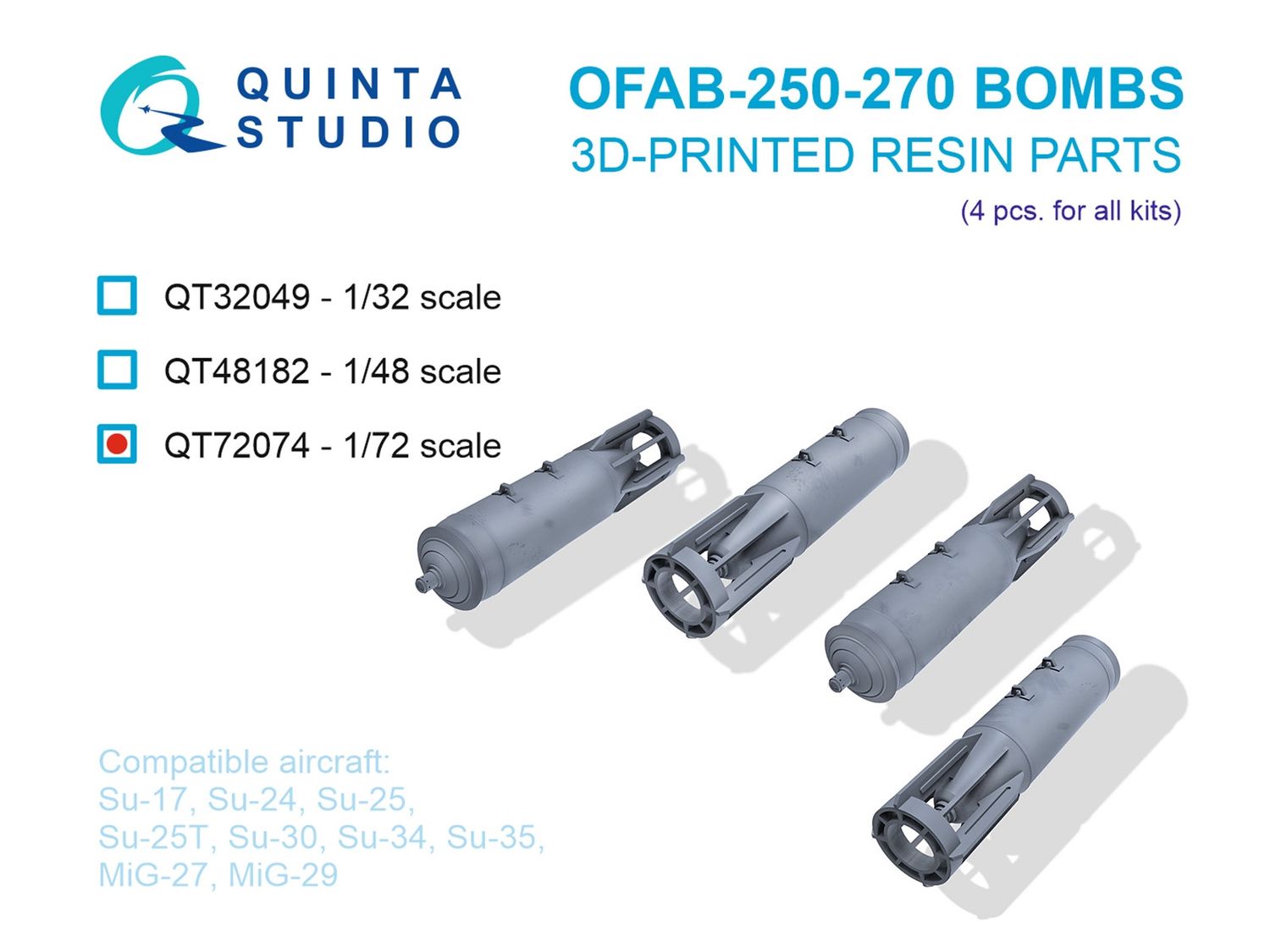 QT72074 - OFAB-250-270 Bombs, 4 pcs (for all kits) - 1:72