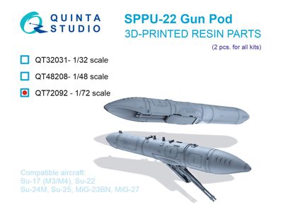 QT72092 - SPPU-22 Gun Pods, 2 pcs (for all kits) - 1:72