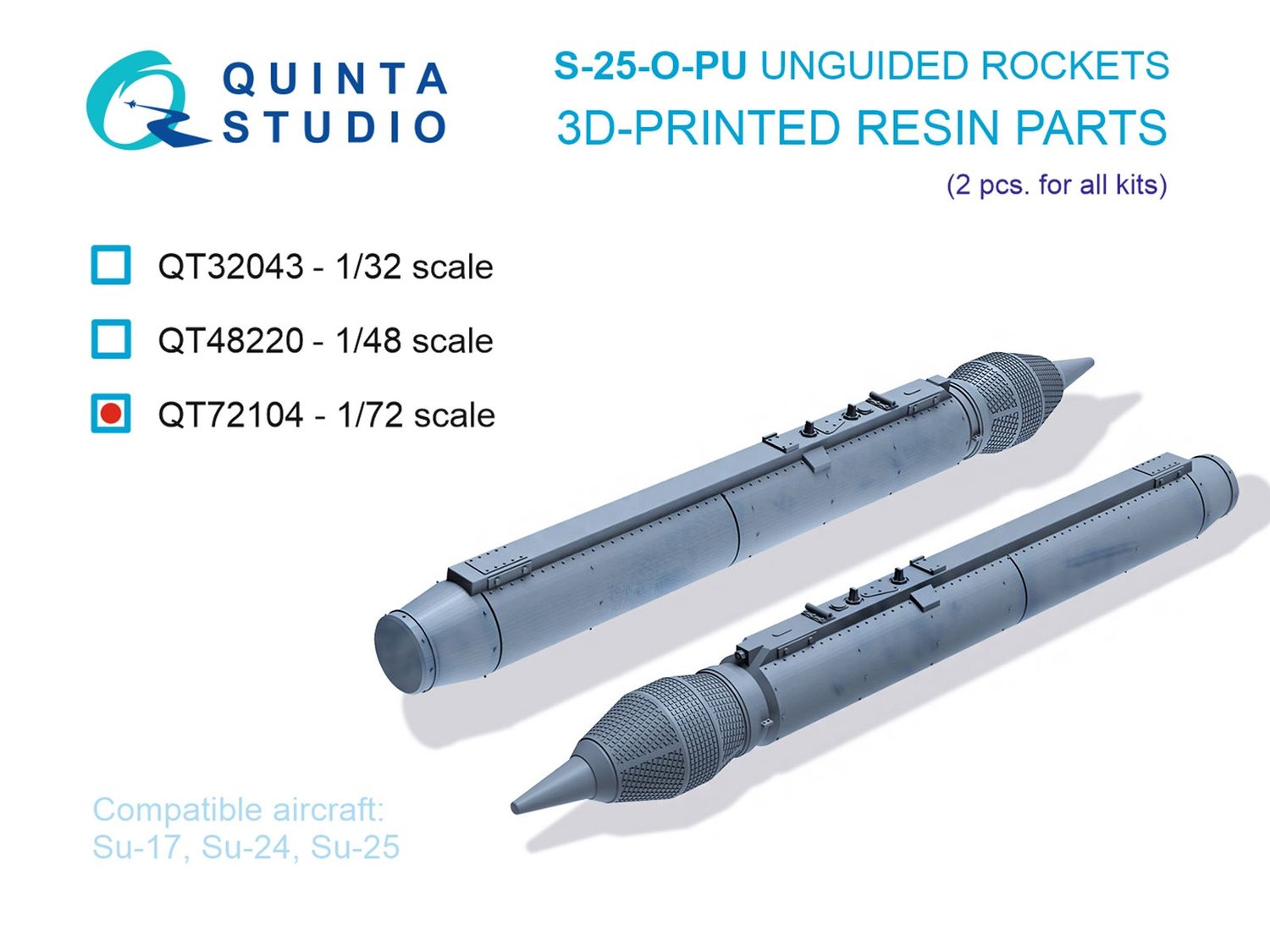 QT72104 - S-25-O-PU Unguided rockets, 2 pcs (for all kits) - 1:72