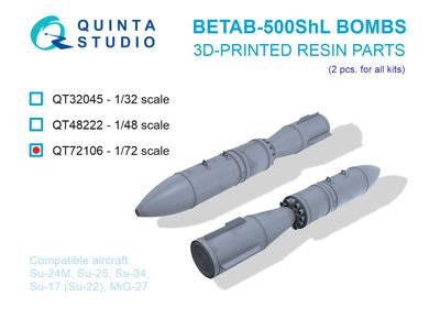 QT72106 - BETAB-500ShL Bombs, 2 pcs (for all kits) - 1:72