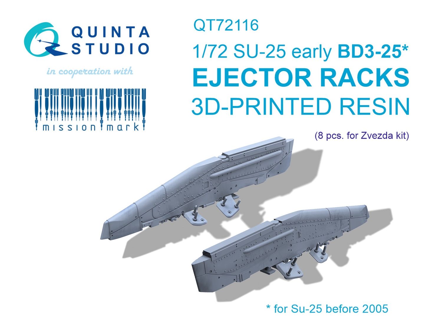 QT72116 - Su-25 early BD3-25 Ejector racks, 8 pcs (Zvezda) - 1:72
