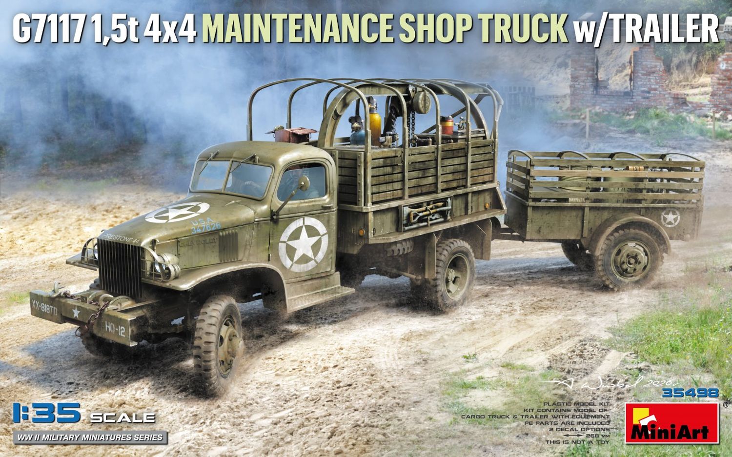 35498 - G7117 1,5t 4x4 Maintenance Shop Truck with Trailer - 1:35