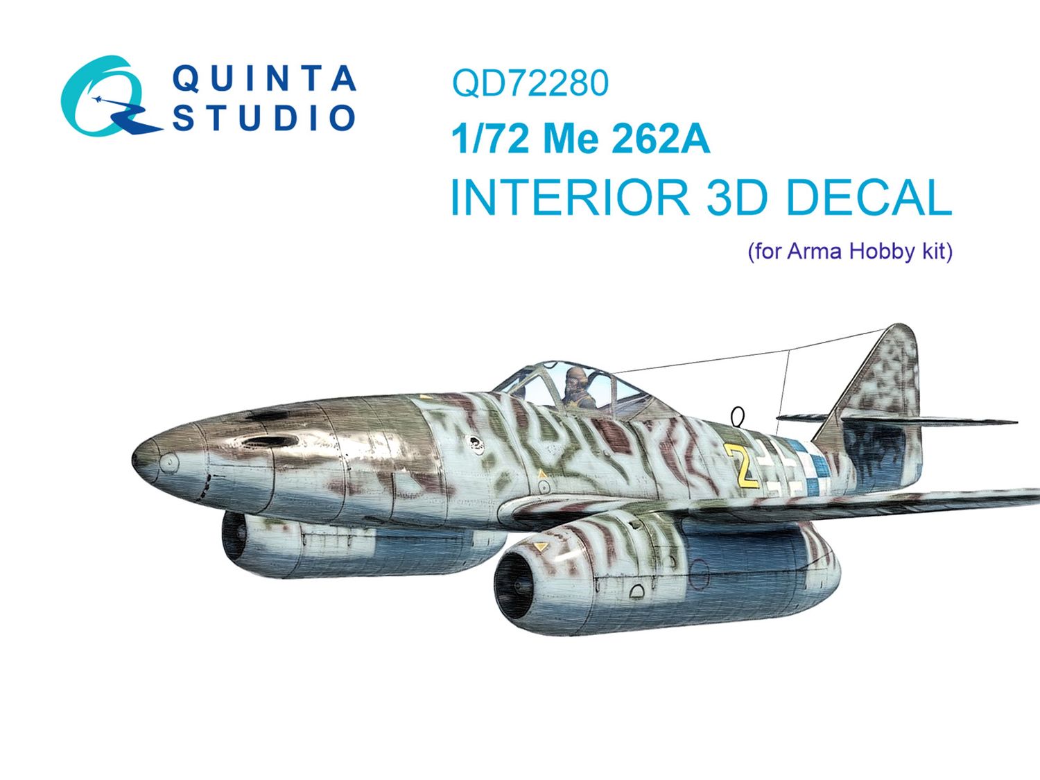QD72280 - Me 262A 3D-Printed &amp; coloured Interior on decal paper (Arma Hobby) - 1:72