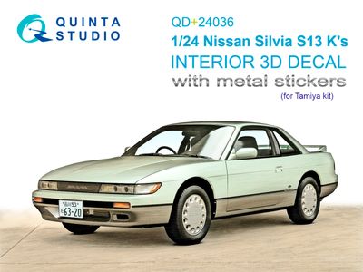 QD+24036 - Nissan Silvia S13 K-s 3D-Printed &amp; coloured Interior on decal paper (Tamiya) (with metal sticker parts) - 1:24