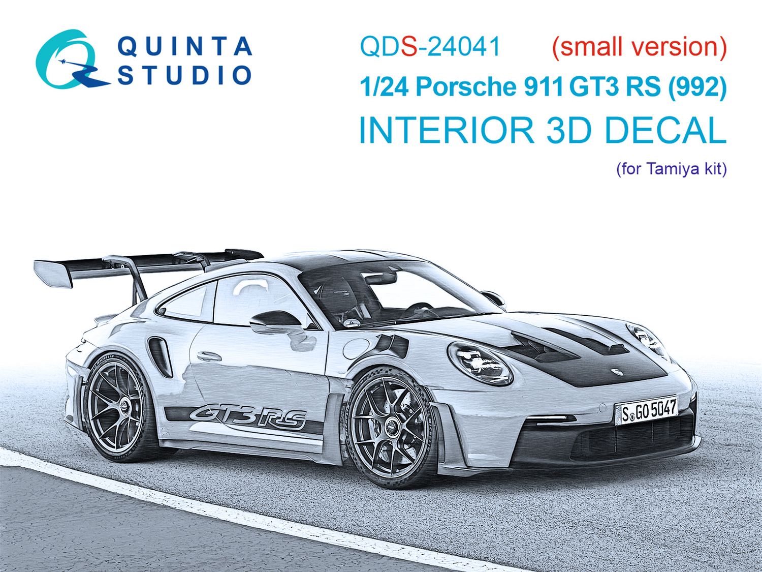 QDS-24041 - Porsche 911 GT3 RS (992) 3D-Printed &amp; coloured Interior on decal paper (Tamiya) (small version) - 1:24
