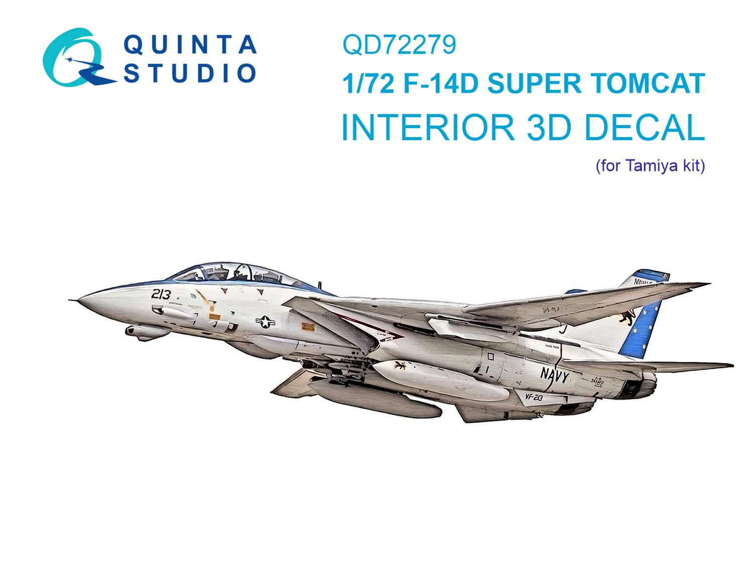 QD72279 - F-14D Super Tomcat 3D-Printed &amp; coloured Interior on decal paper (Tamiya) - 1:72