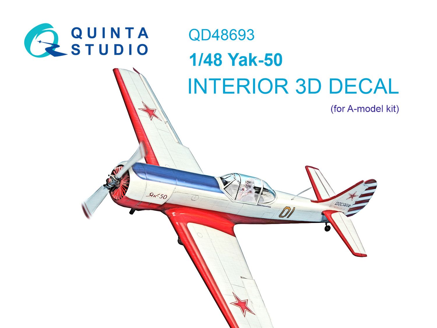 QD48693 - Yak-50 3D-Printed &amp; coloured Interior on decal paper (A-model) - 1:48