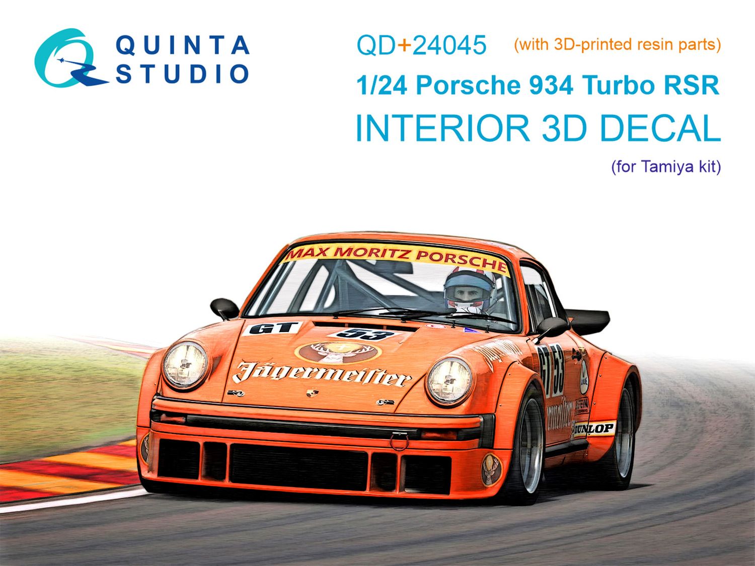 QD+24045 - Porsche 934 Turbo RSR 3D-Printed &amp; coloured Interior on decal paper (Tamiya) (with 3D-printed resin parts) - 1:24