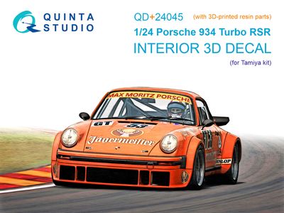 QD+24045 - Porsche 934 Turbo RSR 3D-Printed &amp; coloured Interior on decal paper (Tamiya) (with 3D-printed resin parts) - 1:24