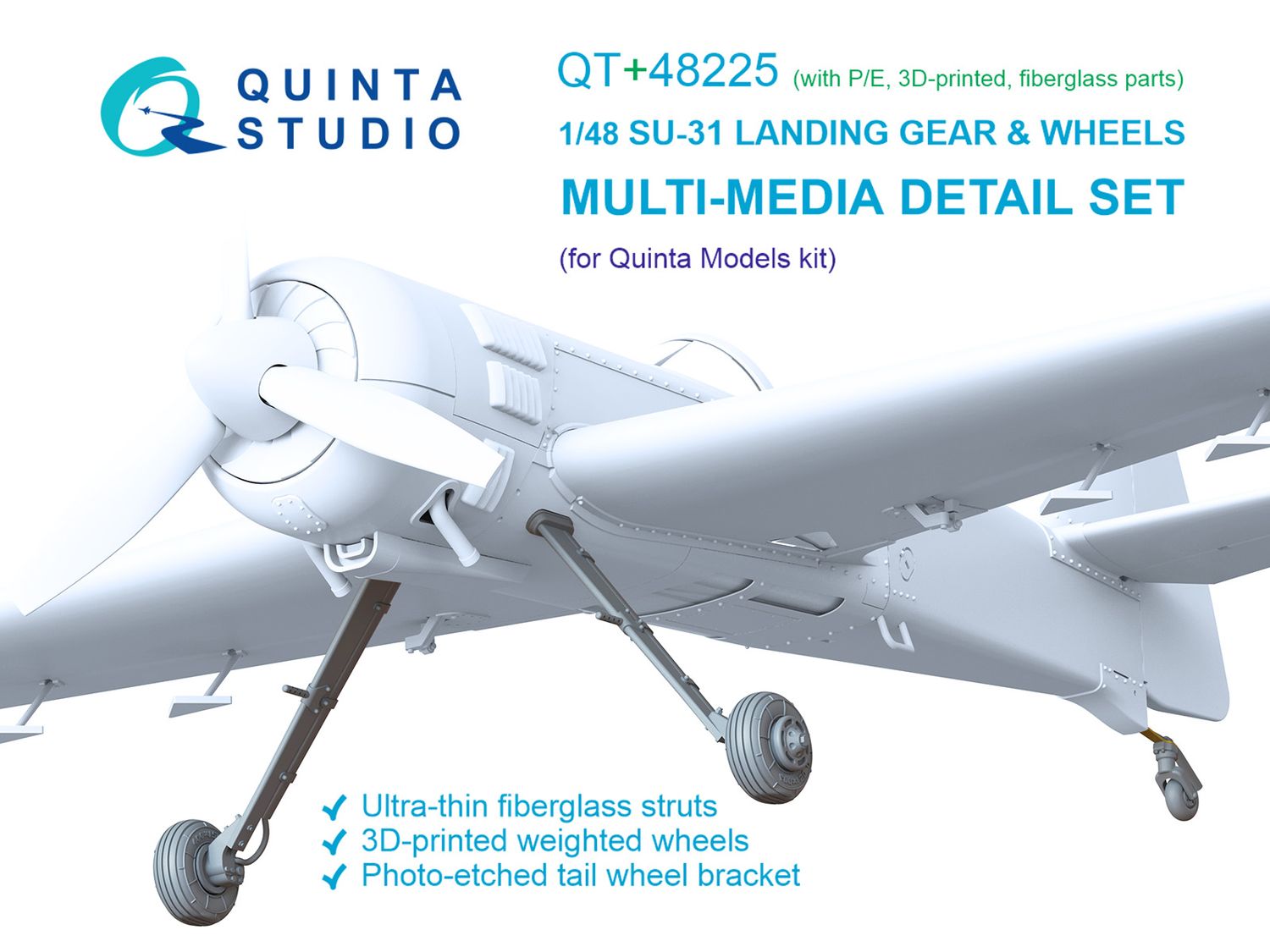 QT+48225 - Su-31 Landing Gear &amp; Wheels (Quinta Models)(With P/E and Fiberglass parts) - 1:48