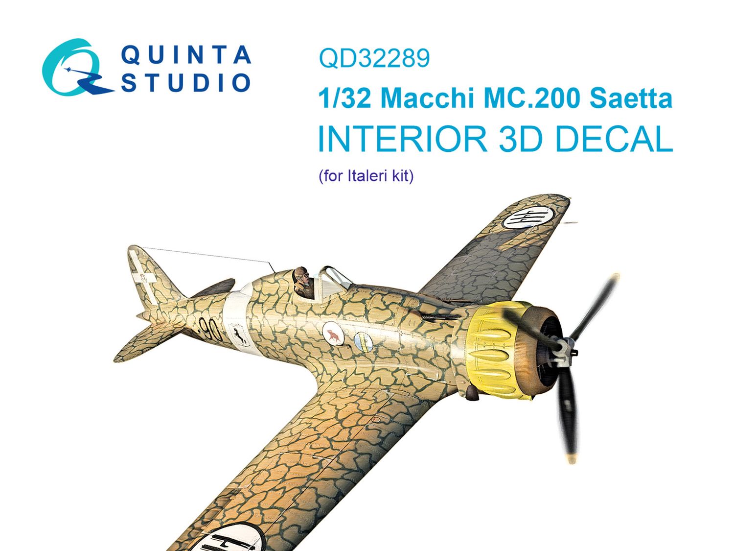 QD32289 - Macchi MC.200 Saetta 3D-Printed &amp; coloured Interior on decal paper (Italeri) - 1:32