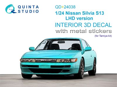 QD+24038 - Nissan Silvia S13 LHD version 3D-Printed &amp; coloured Interior on decal paper (Tamiya) (with metal sticker parts) - 1:24