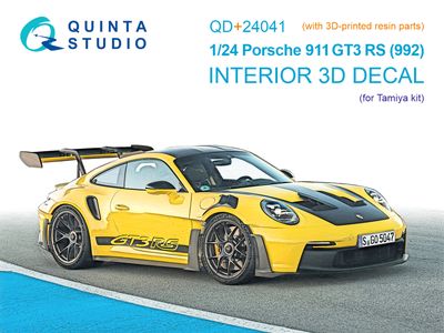 QD+24041 - Porsche 911 GT3 RS (992) 3D-Printed &amp; coloured Interior on decal paper (Tamiya) (with 3D-printed resin parts) - 1:24