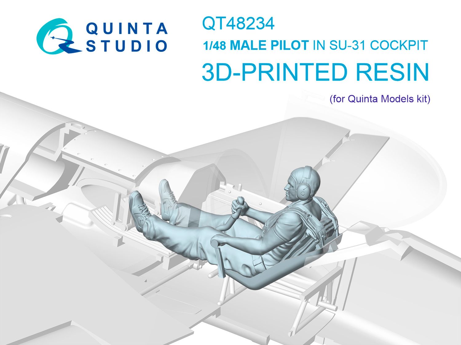 QT48234 - Male pilot sitting in SU-31 (Quinta Models) - 1:48