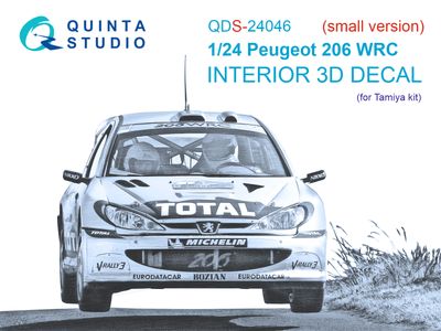 QDS-24046 - Peugeot 206 WRC 3D-Printed &amp; coloured Interior on decal paper (Tamiya) - Small Version - 1:24