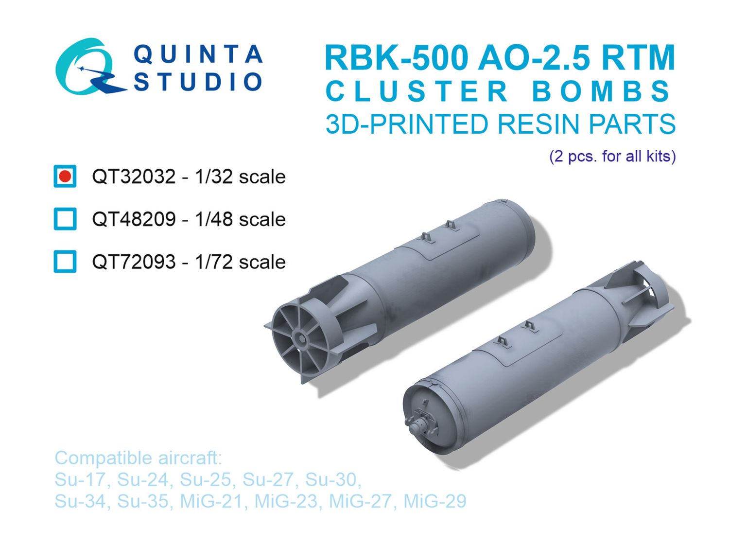 QT32032 - RBK-500 AO-2.5 RTM Cluster Bombs, 2 pcs (for all kits) - 1:32