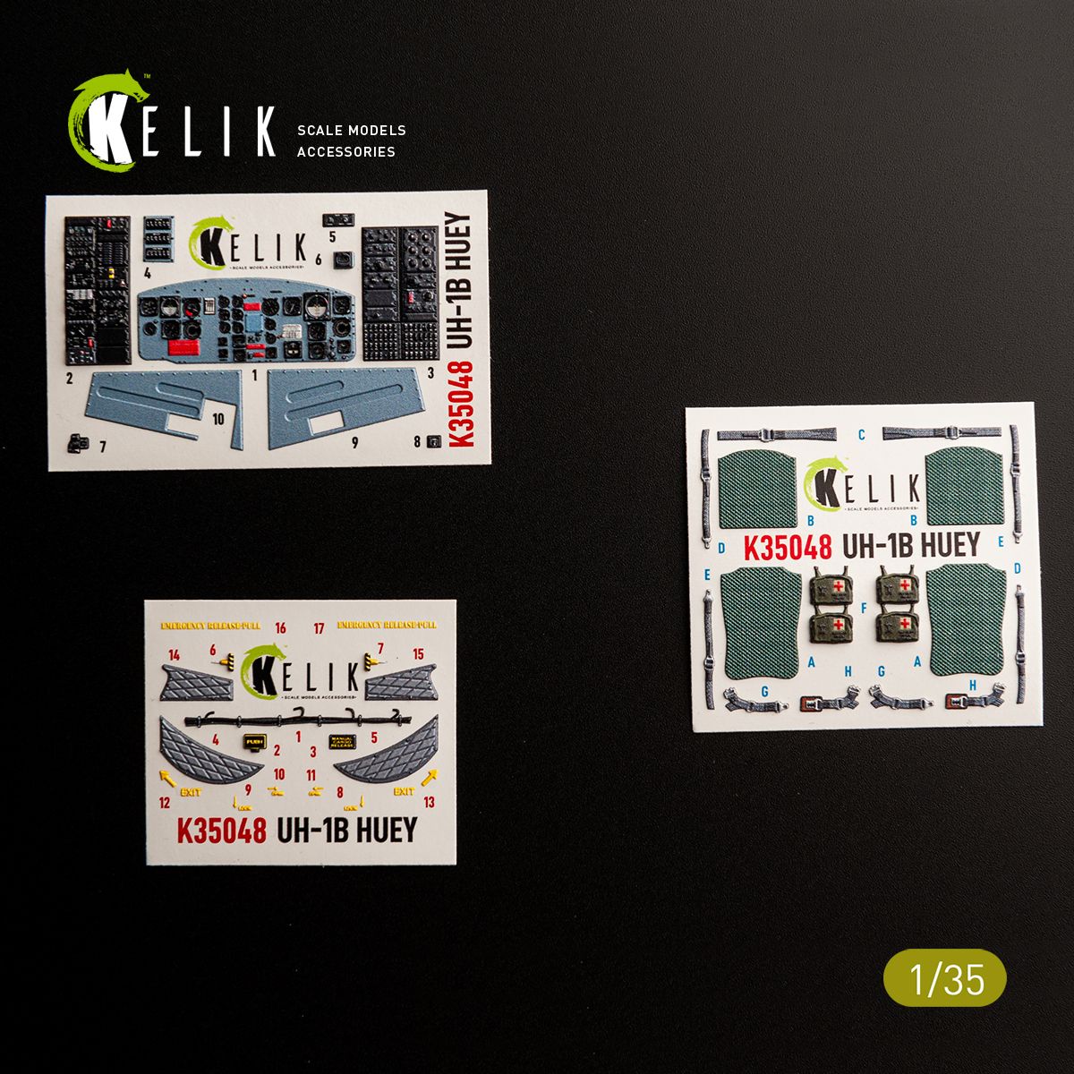 K35048 - UH-1B HUEY - interior 3D decals for Trumpeter kit - 1:35