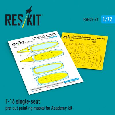 RSM72-0022 - F-16 single-seat pre-cut painting masks for Academy kit - 1:72