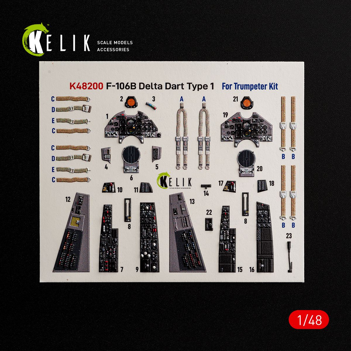 K48200 - F-106B Delta Dart Type 1 - interior 3D decals for Trumpeter kit - 1:48