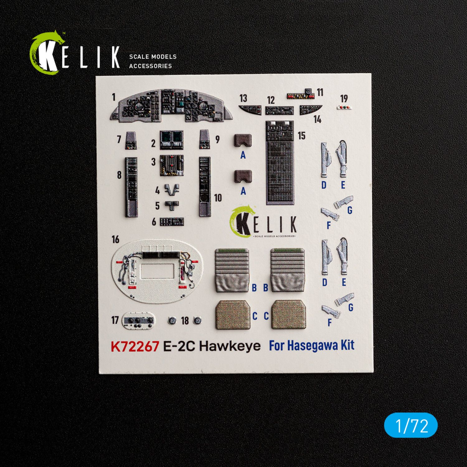 K72267 - E-2C Hawkeye - interior 3D decals for Hasegawa kit - 1:72
