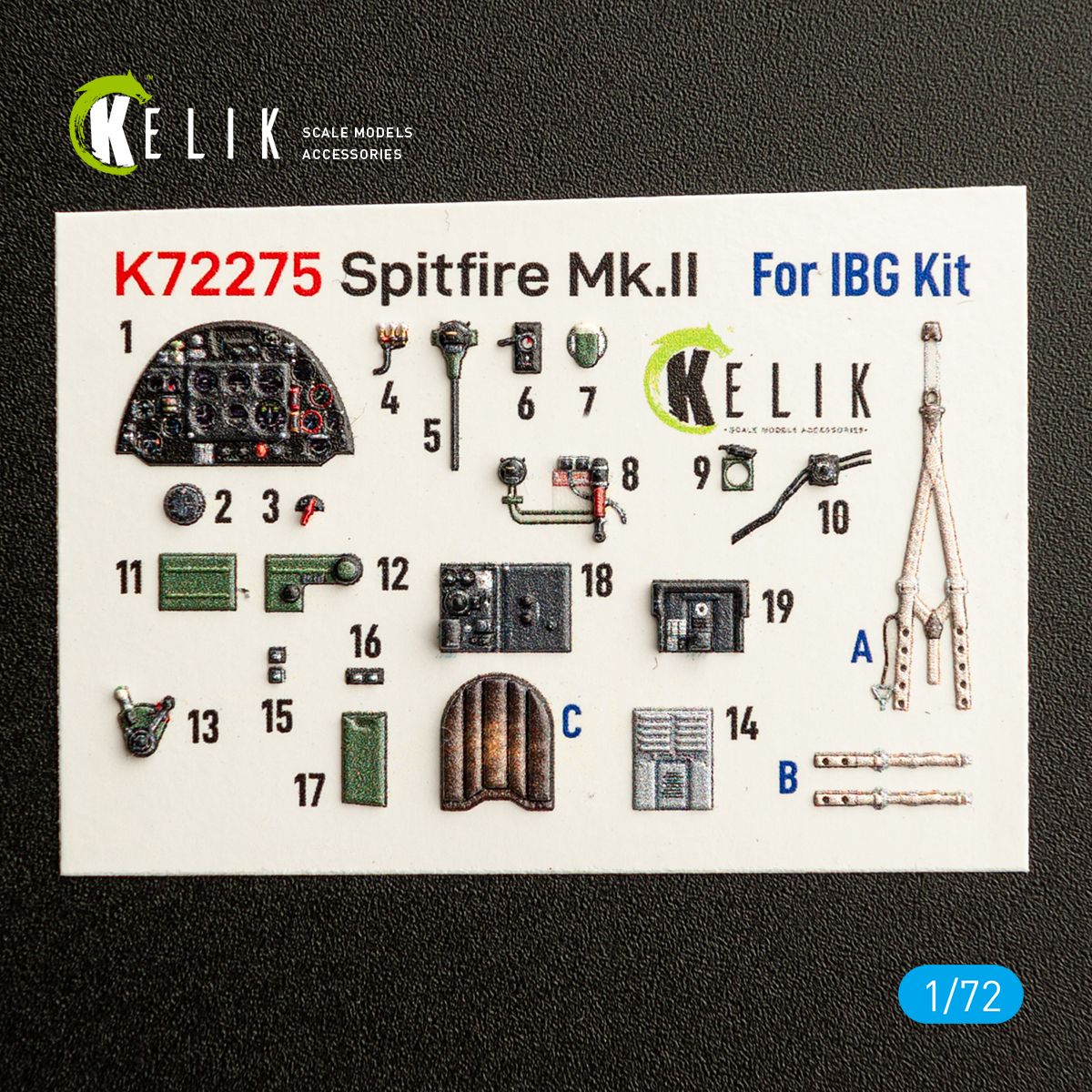 K72275 - Spitfire Mk.II - interior 3D decals for IBG kit - 1:72